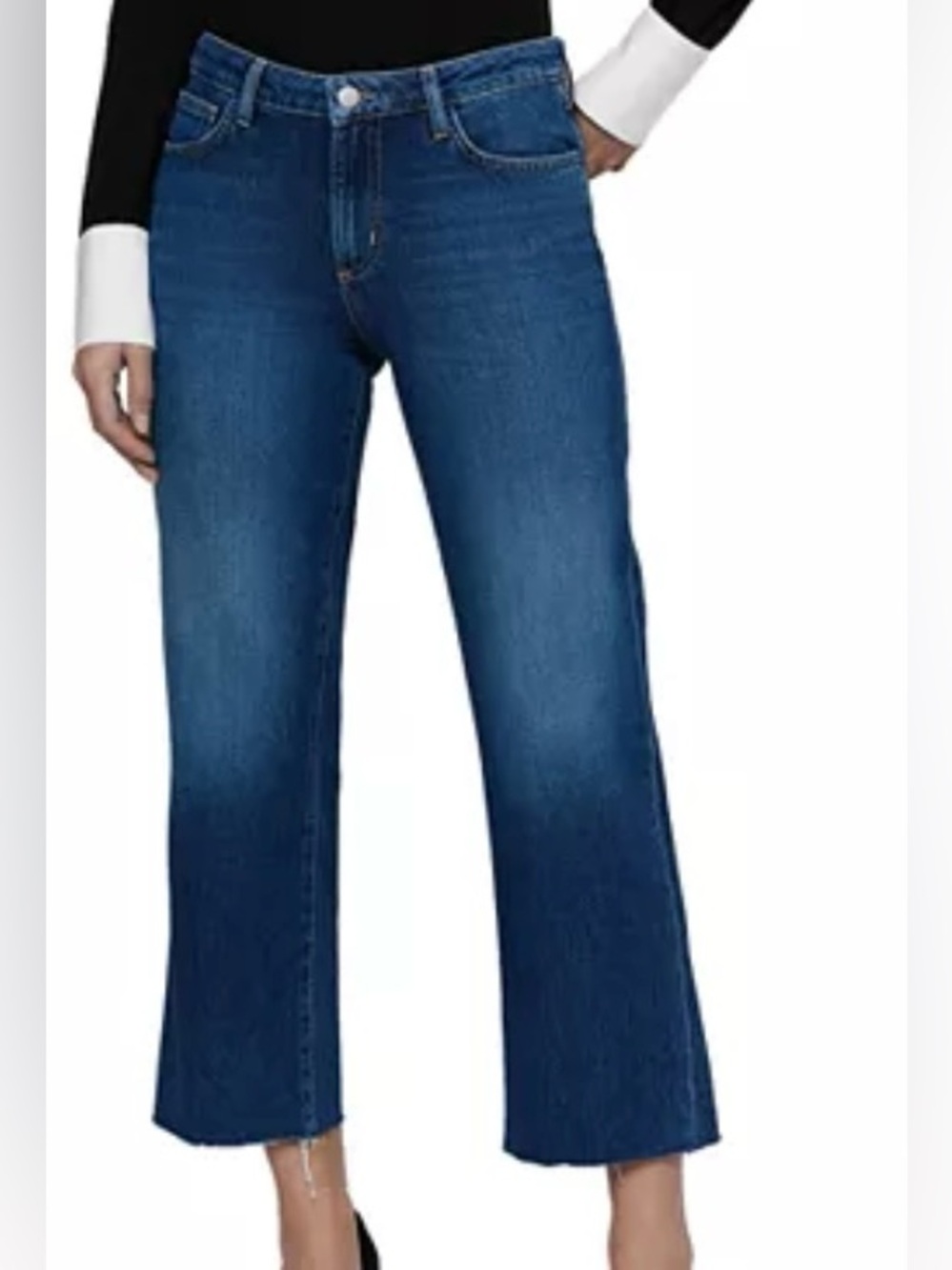 L'AGENCE WandaWomen's Light Blue High Rise, Raw Hem Jeans